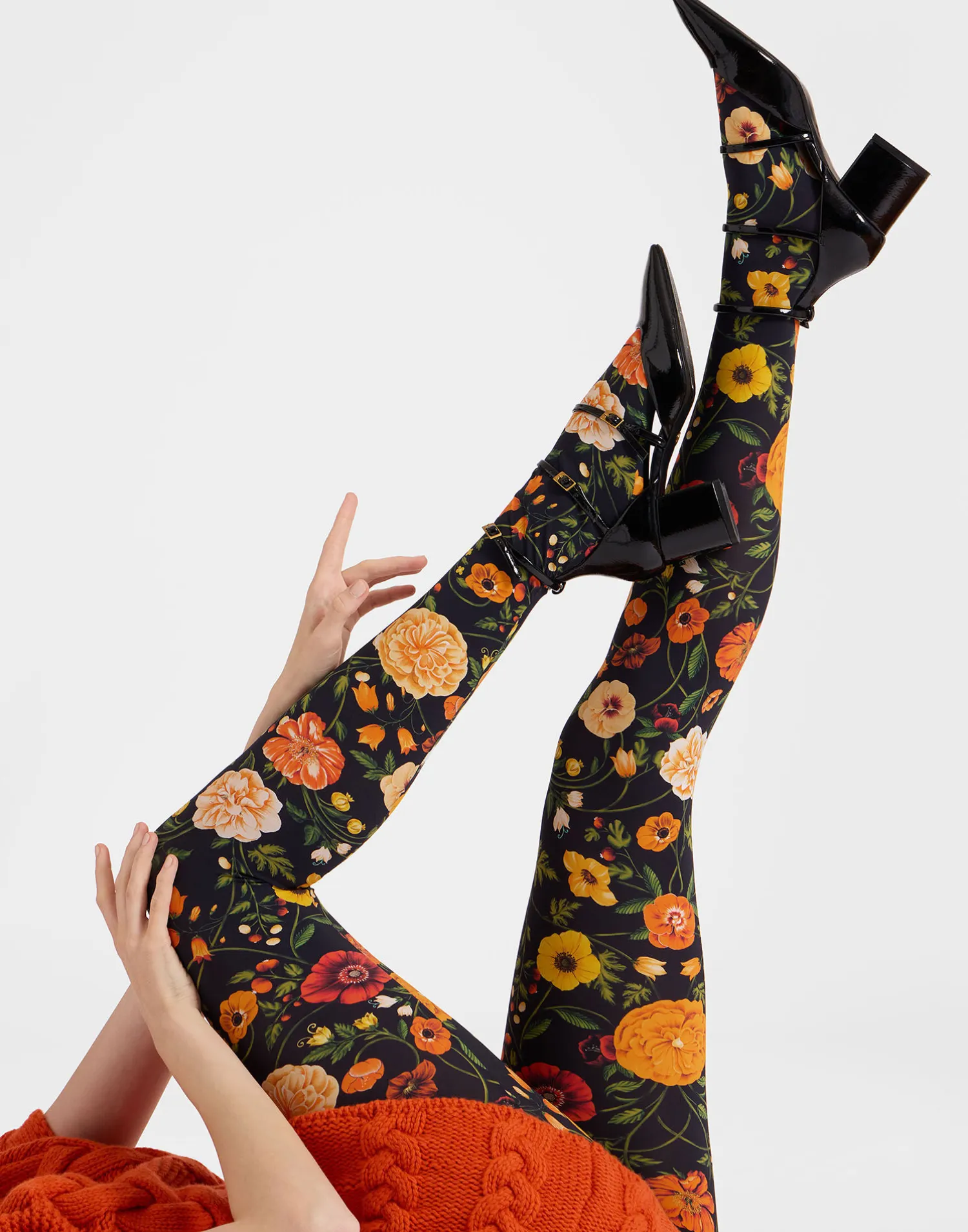 La DoubleJ Piccoli Accessori|Accessories<Printed TightsBotticelli Black in Stretch Nylon