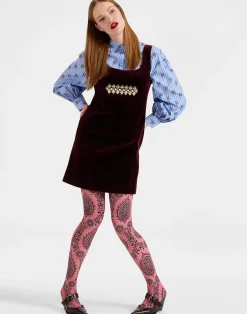 La DoubleJ Piccoli Accessori|Accessories<Printed TightsOltrarno Pink in Stretch Nylon