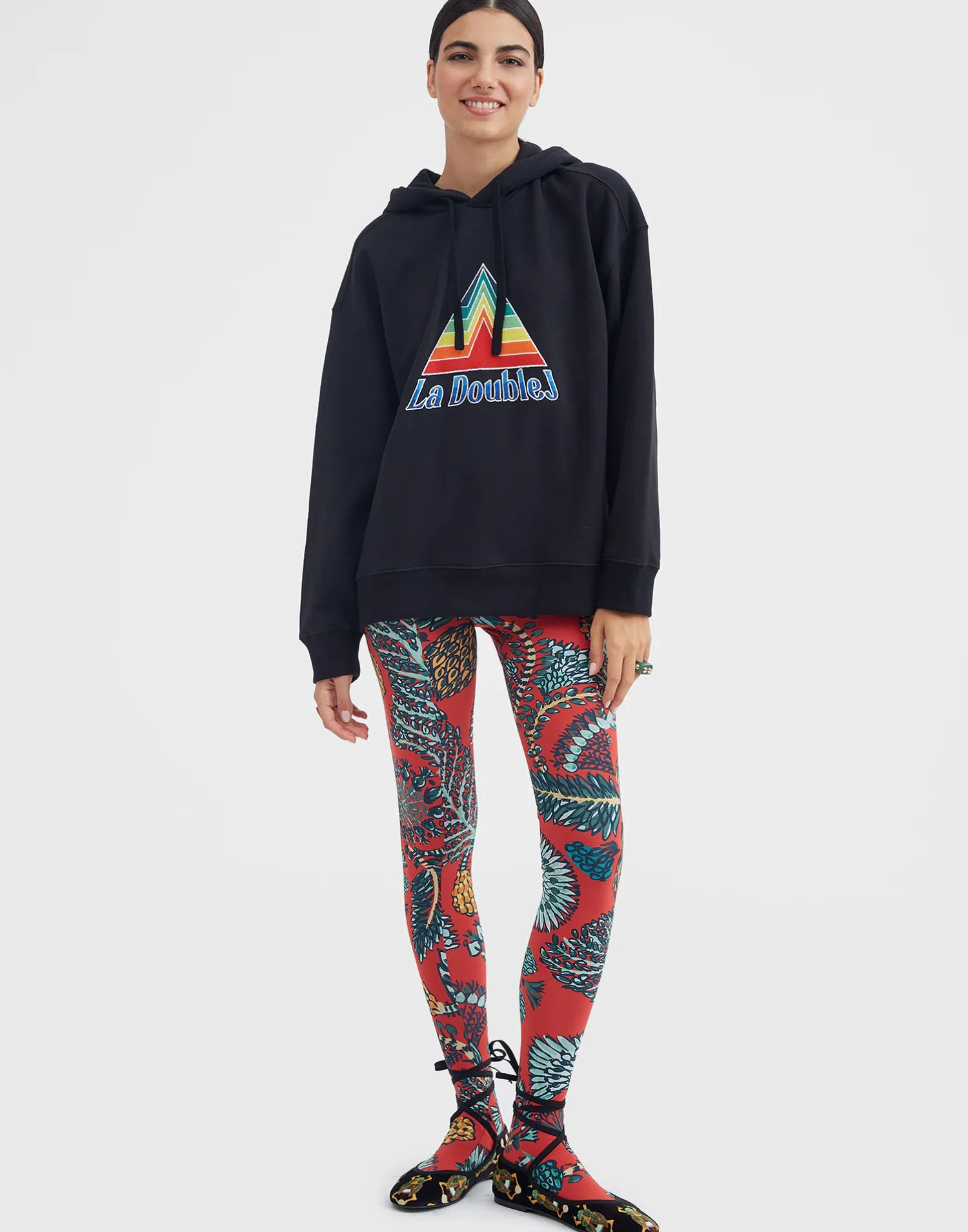 La DoubleJ Piccoli Accessori|Accessories<Printed TightsSicomore Red in Stretch Nylon