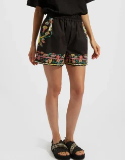 La DoubleJ Pantaloni E Shorts<Pull-Up ShortsBorboni Placée Nero in Cotton Poplin