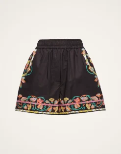 La DoubleJ Pantaloni E Shorts<Pull-Up ShortsBorboni Placée Nero in Cotton Poplin