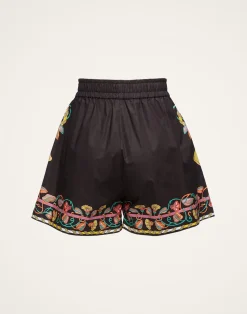 La DoubleJ Pantaloni E Shorts<Pull-Up ShortsBorboni Placée Nero in Cotton Poplin