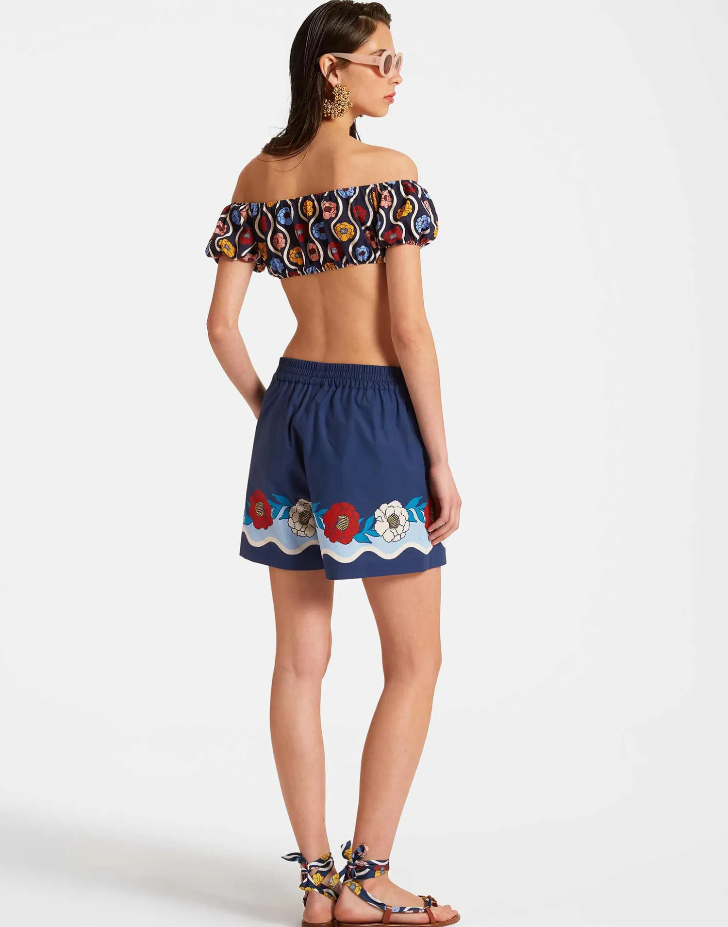 La DoubleJ Pantaloni E Shorts<Pull-Up ShortsWhitsun Placée Blue in Cotton Poplin