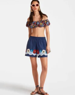 La DoubleJ Pantaloni E Shorts<Pull-Up ShortsWhitsun Placée Blue in Cotton Poplin