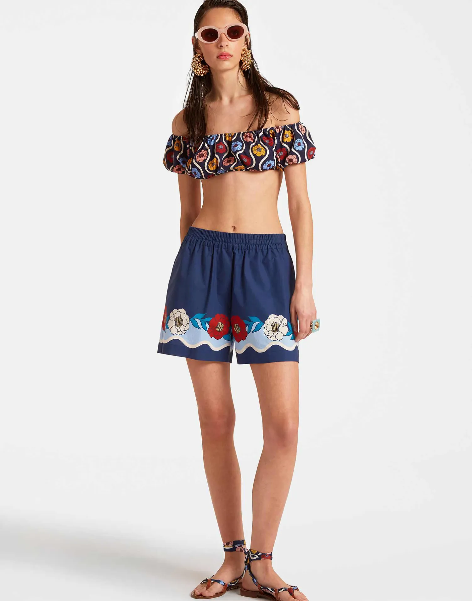 La DoubleJ Pantaloni E Shorts<Pull-Up ShortsWhitsun Placée Blue in Cotton Poplin