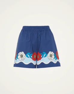 La DoubleJ Pantaloni E Shorts<Pull-Up ShortsWhitsun Placée Blue in Cotton Poplin