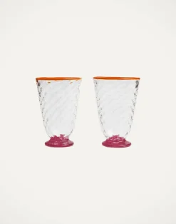 La DoubleJ Bicchieri|Vetro<Quilted Glasses Set Of 2Fuchsia in Murano Glass