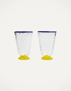 La DoubleJ Bicchieri|Vetro<Quilted Glasses Set Of 2Yellow in Murano Glass
