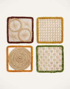 La DoubleJ Bicchieri|Vetro<Raffia Coaster Set Of 4Mixed in Iraca