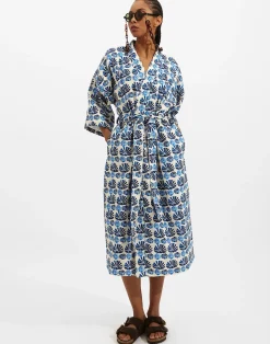 La DoubleJ Loungewear<RobeConchiglie White in Organic Cotton