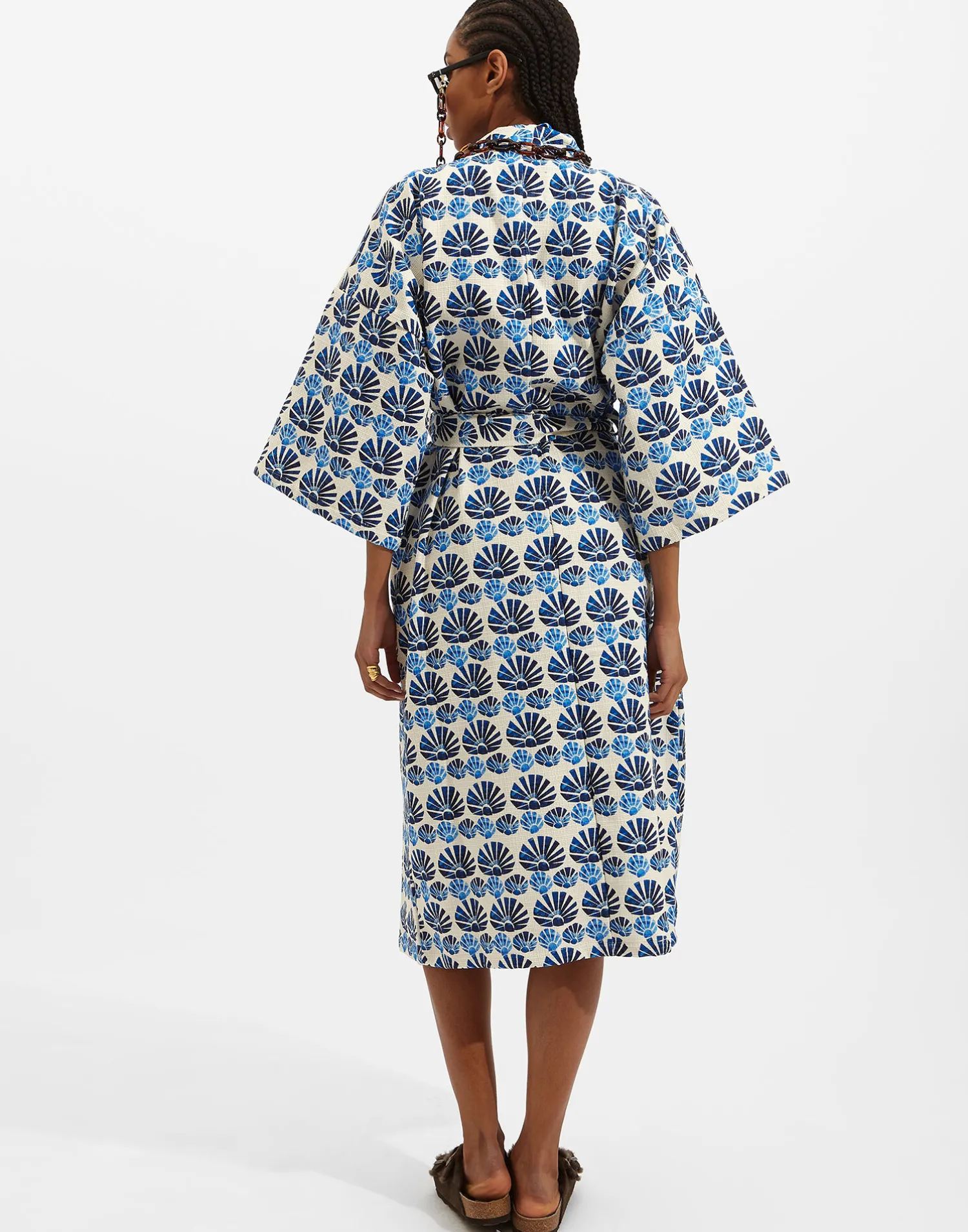 La DoubleJ Loungewear<RobeConchiglie White in Organic Cotton