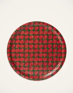 La DoubleJ Vassoi E Svuotatasche|Home Décor<Round Printed TrayCherries Verde in Laminated Birch Wood
