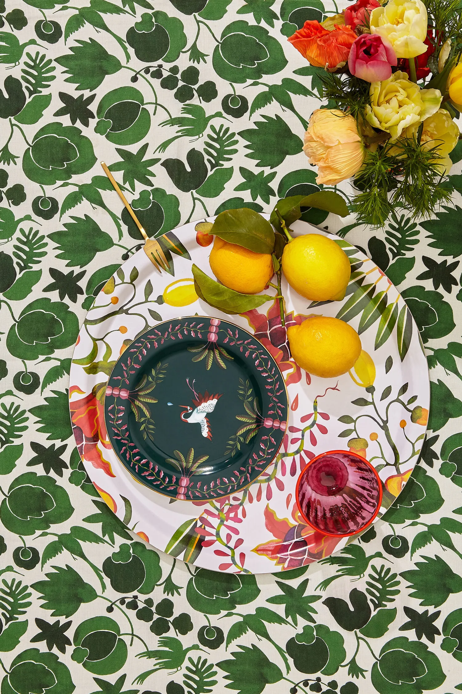 La DoubleJ Vassoi E Svuotatasche|Home Décor<Round Printed TrayEden in Laminated Birch Wood