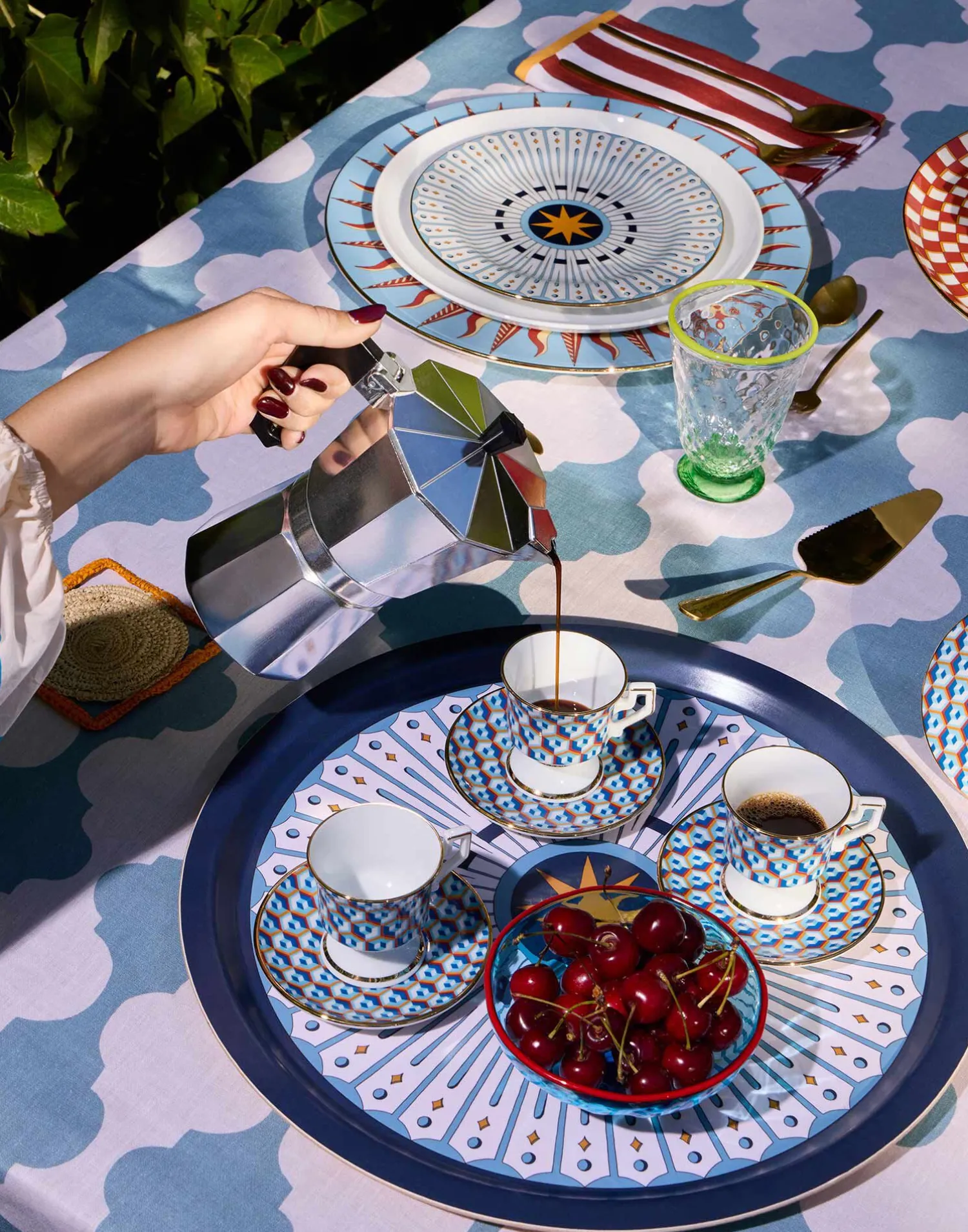 La DoubleJ Vassoi E Svuotatasche|Home Décor<Round Printed TrayFeria Midnight in Laminated Birch Wood