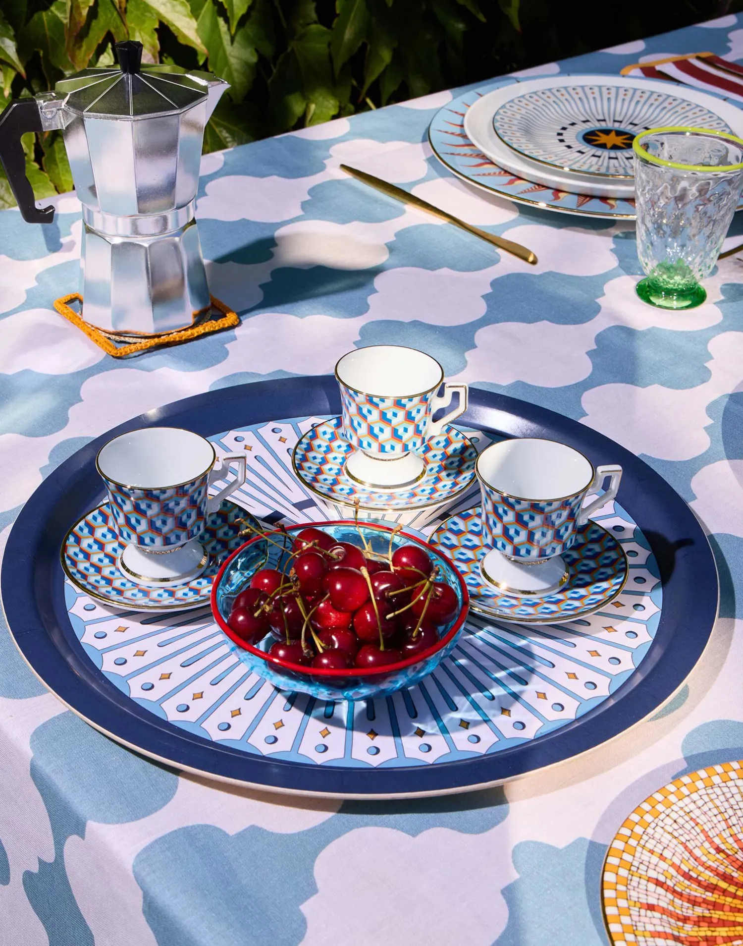 La DoubleJ Vassoi E Svuotatasche|Home Décor<Round Printed TrayFeria Midnight in Laminated Birch Wood