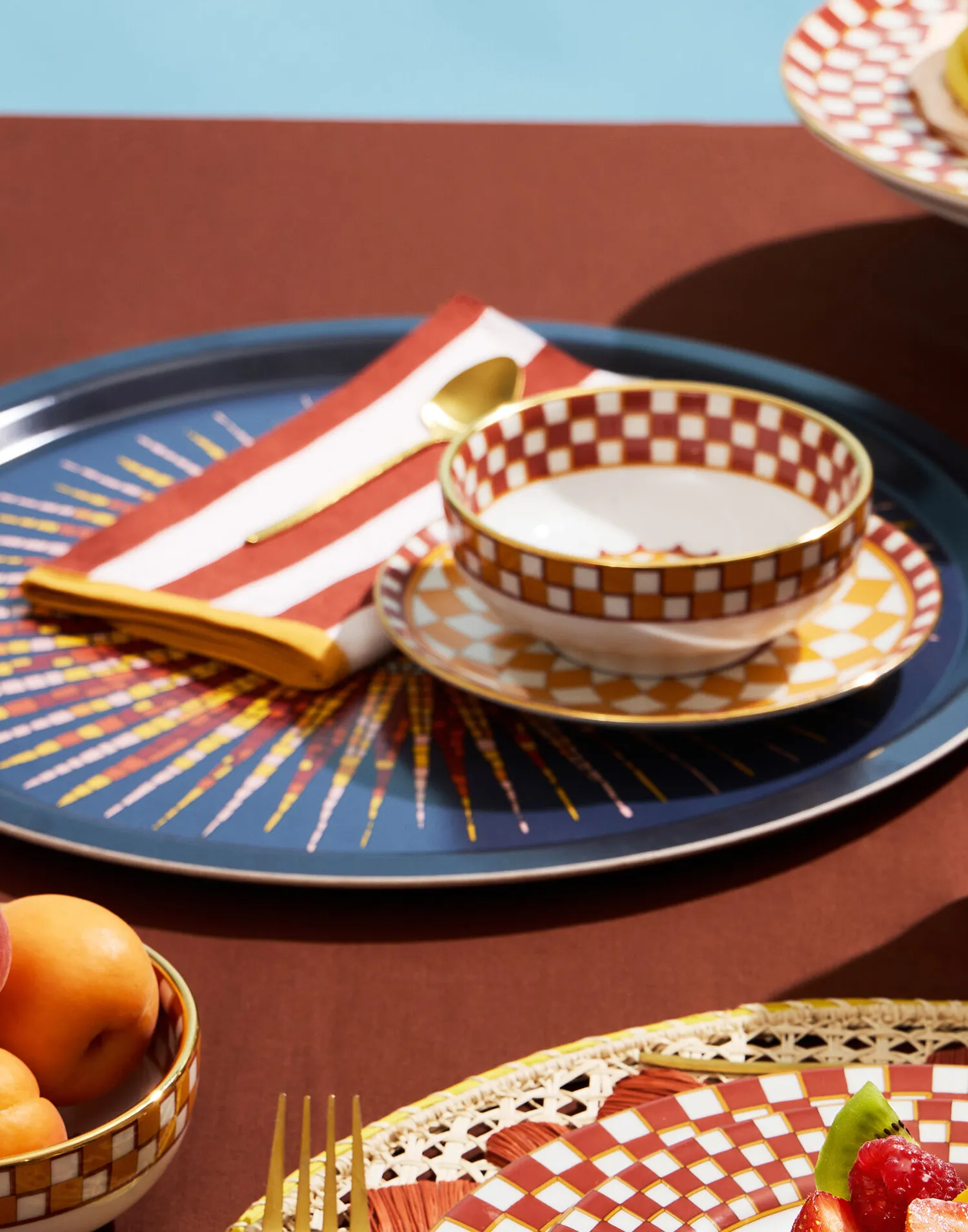 La DoubleJ Vassoi E Svuotatasche|Home Décor<Round Printed TraySunrays Midnight in Laminated Birch Wood