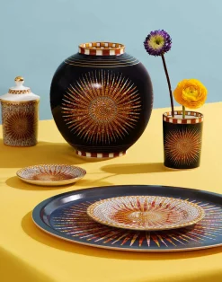 La DoubleJ Vassoi E Svuotatasche|Home Décor<Round Printed TraySunrays Midnight in Laminated Birch Wood