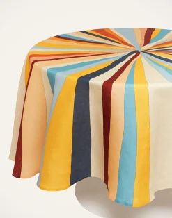La DoubleJ Tovaglie|Tessili<Round TableclothRainbow Rays Orange in Linen