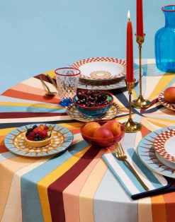 La DoubleJ Tovaglie|Tessili<Round TableclothRainbow Rays Orange in Linen