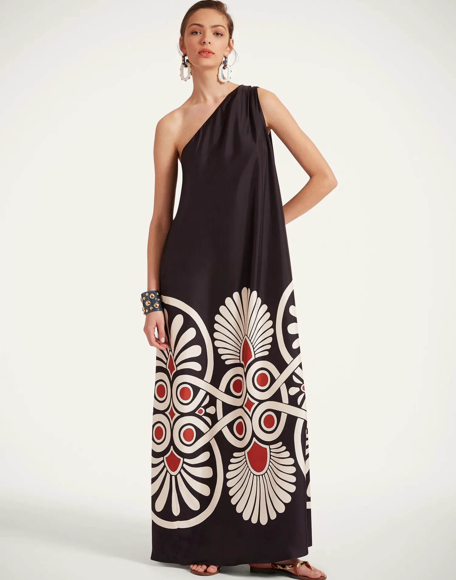 La DoubleJ Vestiti<Roy DressMedallion Placée Black in Silk Twill