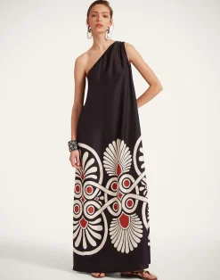La DoubleJ Party Dressing<Roy DressMedallion Plac&eacute;e Black in Silk Twill