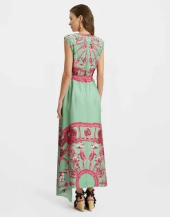 La DoubleJ Vestiti<San Carlo DressZodiac Plac&eacute;e Acquamarine in Silk Twill