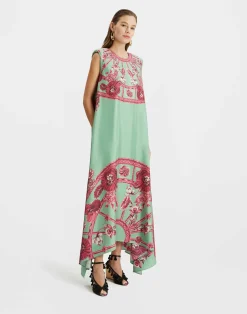 La DoubleJ Vestiti<San Carlo DressZodiac Plac&eacute;e Acquamarine in Silk Twill