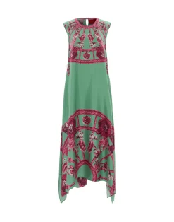La DoubleJ Vestiti<San Carlo DressZodiac Plac&eacute;e Acquamarine in Silk Twill