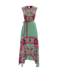 La DoubleJ Vestiti<San Carlo DressZodiac Plac&eacute;e Acquamarine in Silk Twill