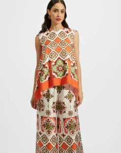 La DoubleJ Camicie E Top<San Carlo TopPartenope Plac&eacute;e in Twill Silk