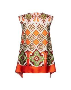 La DoubleJ Camicie E Top<San Carlo TopPartenope Plac&eacute;e in Twill Silk
