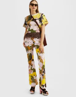 La DoubleJ Pantaloni E Shorts<Saturday Night PantsBig Flower Rose in Heavy Cotton Stretch