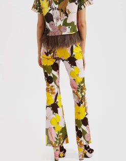 La DoubleJ Pantaloni E Shorts<Saturday Night PantsBig Flower Rose in Heavy Cotton Stretch