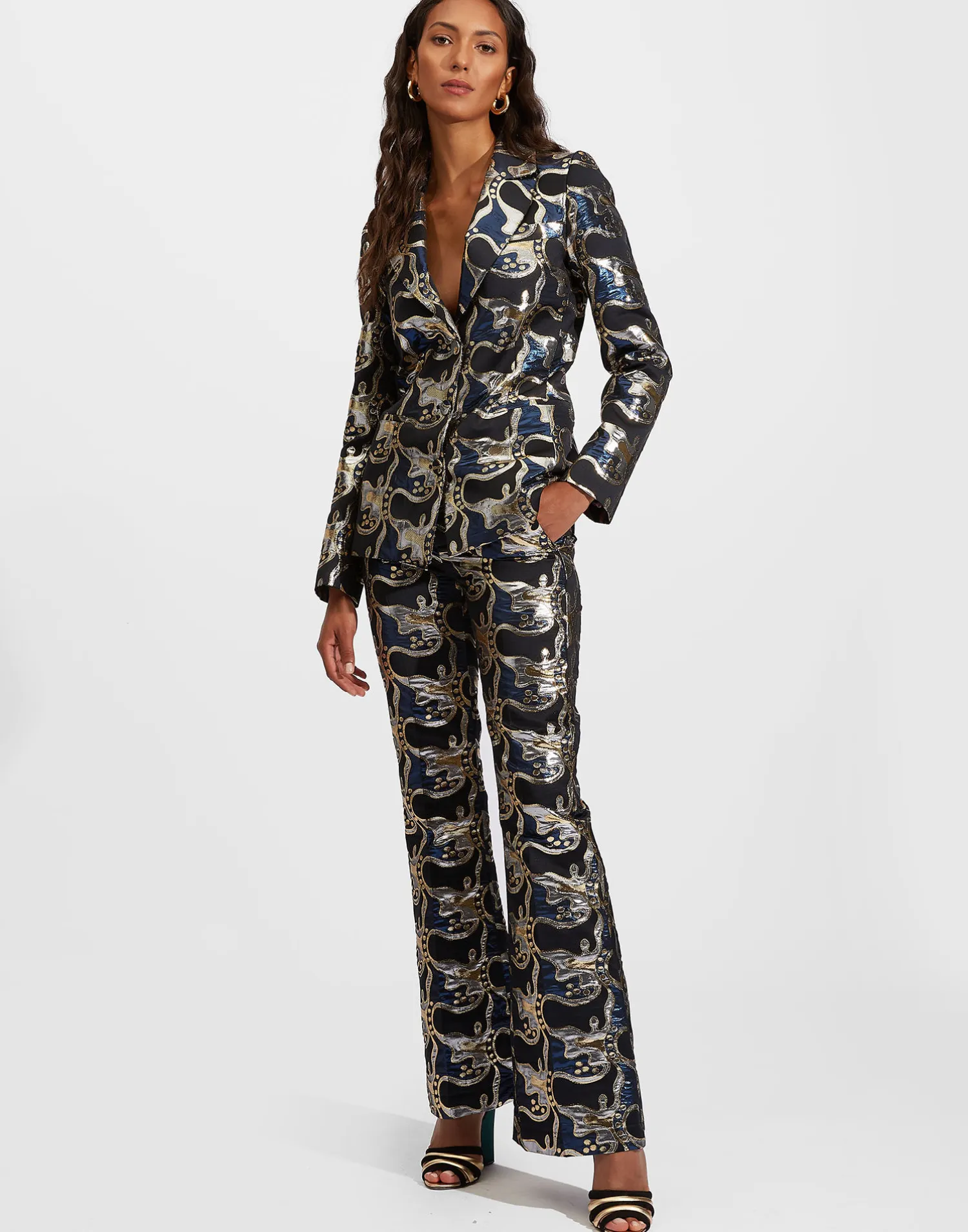 La DoubleJ Pantaloni E Shorts<Saturday Night PantsSpritz Blu in Jacquard