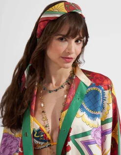 La DoubleJ Foulard E Sciarpe|Accessories<Scarf Double (90X90)Taormina Plac&eacute;e Ivory in Twill Silk