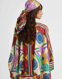 La DoubleJ Foulard E Sciarpe|Accessories<Scarf Double (90X90)Taormina Plac&eacute;e Ivory in Twill Silk