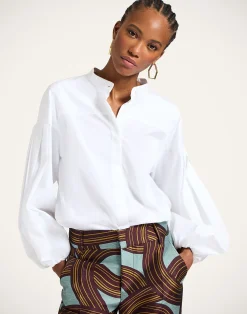 La DoubleJ Camicie E Top<Share Your Screen ShirtSolid White in Cotton Poplin