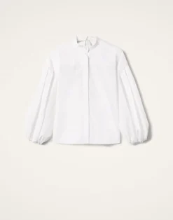 La DoubleJ Camicie E Top<Share Your Screen ShirtSolid White in Cotton Poplin
