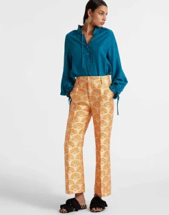 La DoubleJ Camicie E Top<Shirt And SassySolid Blue Petrol in Washed Silk