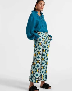 La DoubleJ Camicie E Top<Shirt And SassySolid Blue Petrol in Washed Silk