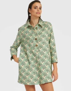 La DoubleJ Vestiti<Short Artemis DressFans Mint in Shot Cotton