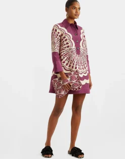 La DoubleJ Vestiti<Short Artemis DressFans Plac&eacute;e Purple in Faille