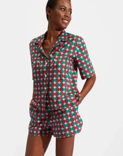 La DoubleJ Loungewear<Short PajamaMezzaluna Pink in Cotton Voile
