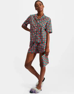 La DoubleJ Loungewear<Short PajamaMezzaluna Pink in Cotton Voile