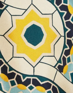 La DoubleJ Camicie E Top<Short ShirtMudejar Plac&eacute;e Blue in Silk Twill