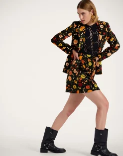 La DoubleJ Gonne<Short SkirtBotticelli Black in Cotton Velvet