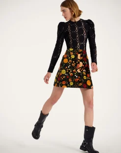 La DoubleJ Gonne<Short SkirtBotticelli Black in Cotton Velvet