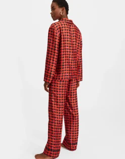La DoubleJ Loungewear<Silk PajamaBlack Cherries in Twill Silk
