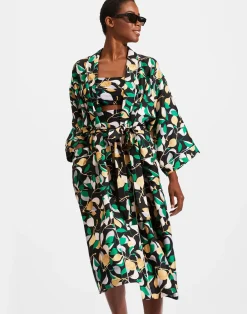 La DoubleJ Loungewear<Silk RobeOrchard in Twill Silk