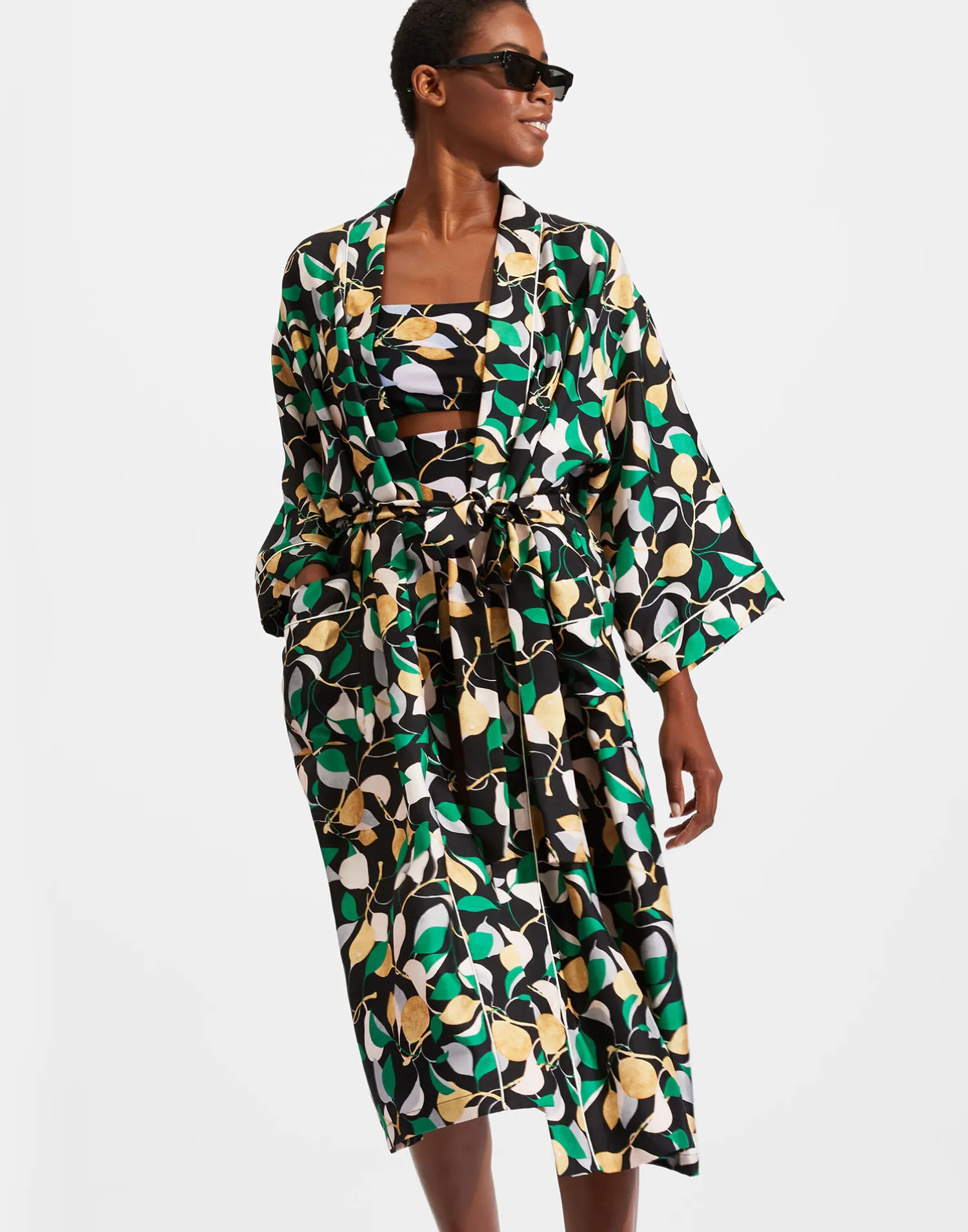 La DoubleJ Loungewear<Silk RobeOrchard in Twill Silk